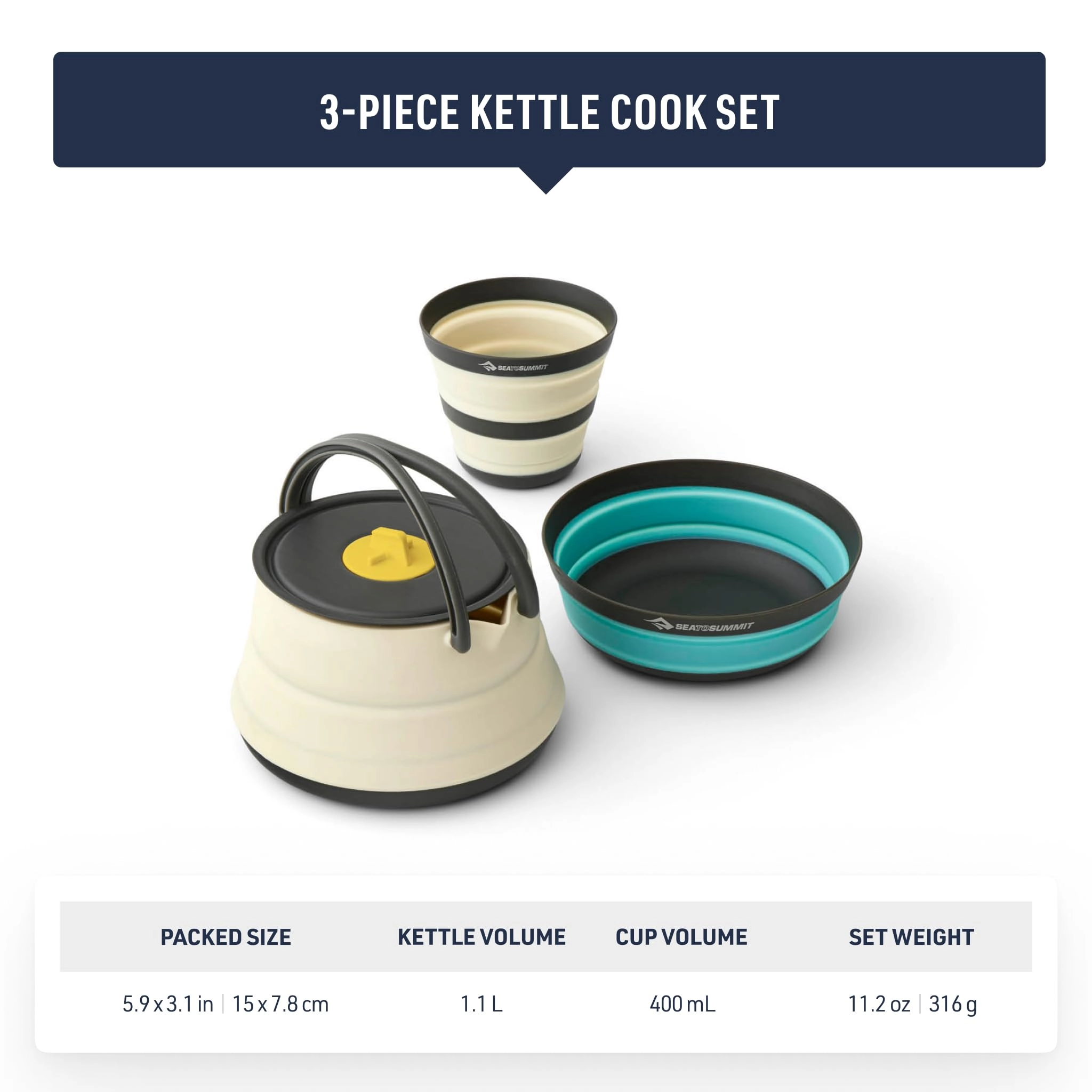 Frontier Ultralight Collapsible Kettle Cook Set - 3 1.3 liter