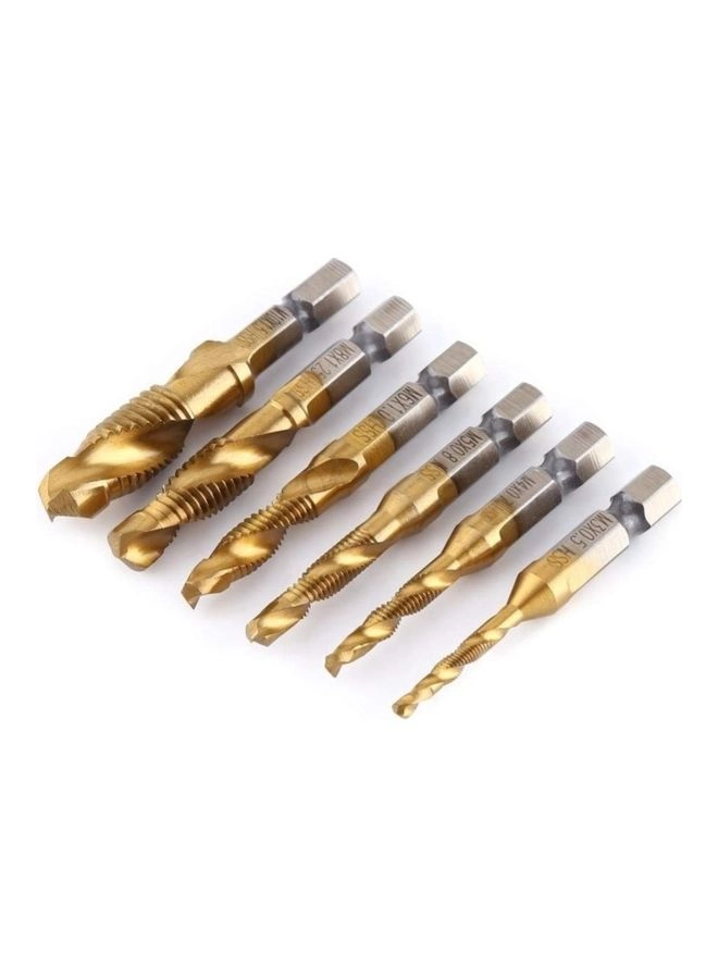 Hex Shank Screw Tap Drill Bits - Titanium Plated HSS 6Pcs M3-M10