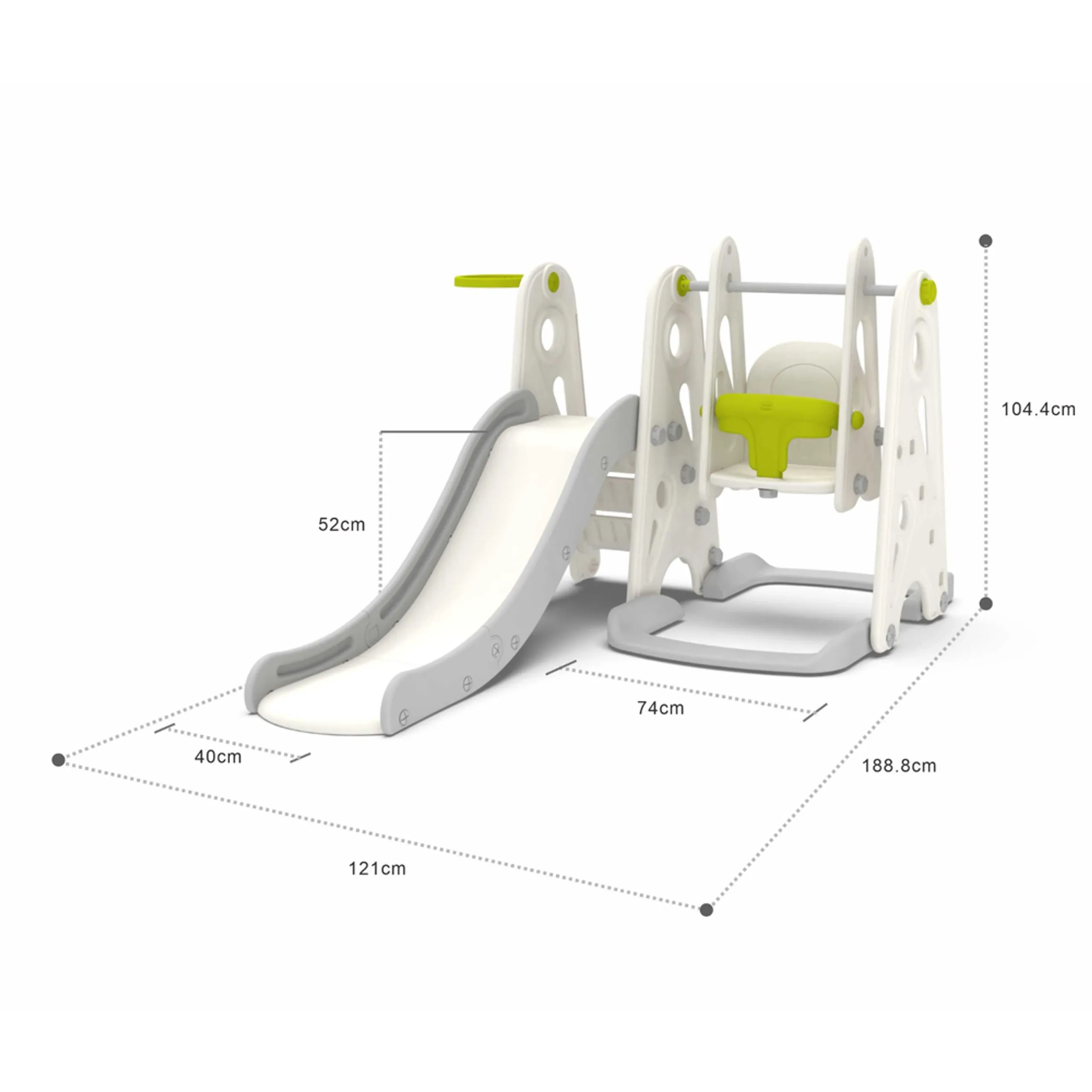 3 In 1 Kids Slide & Play Set - White Suitable for 12 months & above