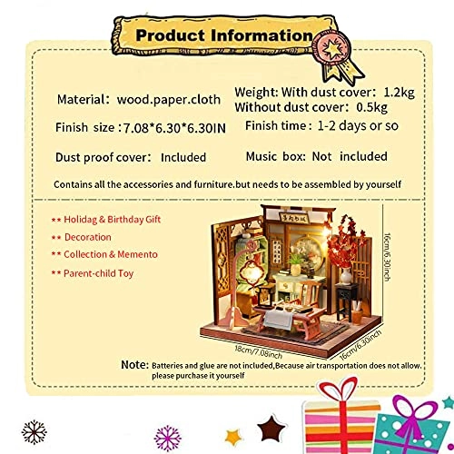 3D Wooden Miniature Doll House Kit - Painting and Calligraphy Room With Dust Cover 1:24