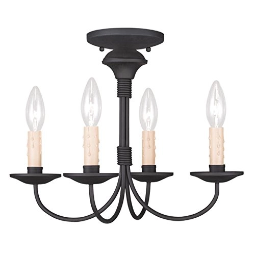 Heritage - 4 Light Convertible Mini Chandelier Ceiling Mount Black