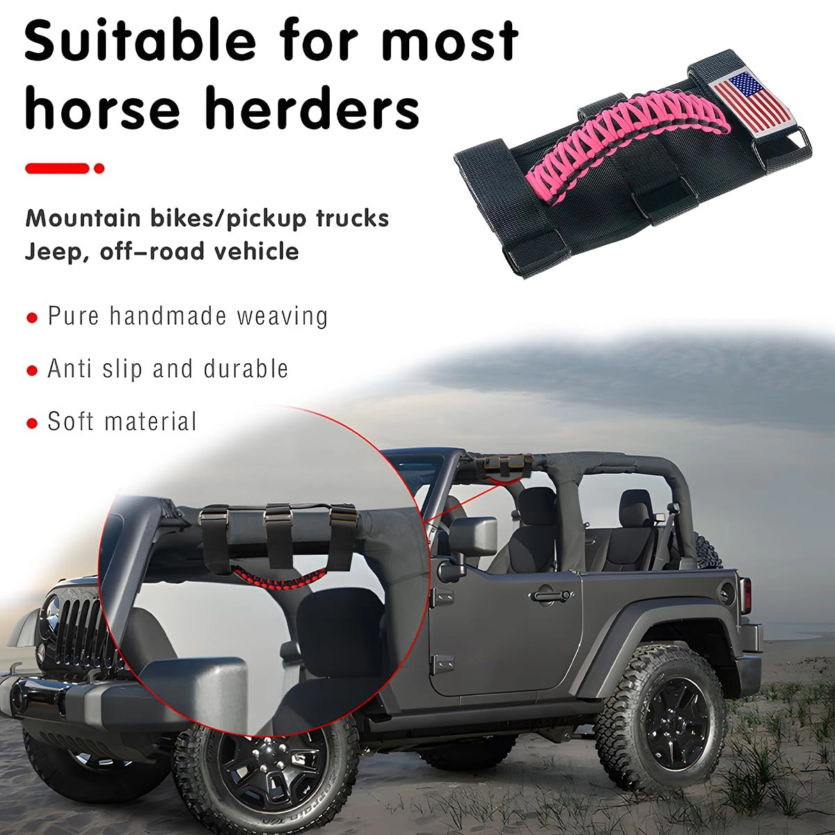 Roll Bar Grab Handles - Pink 2 Count