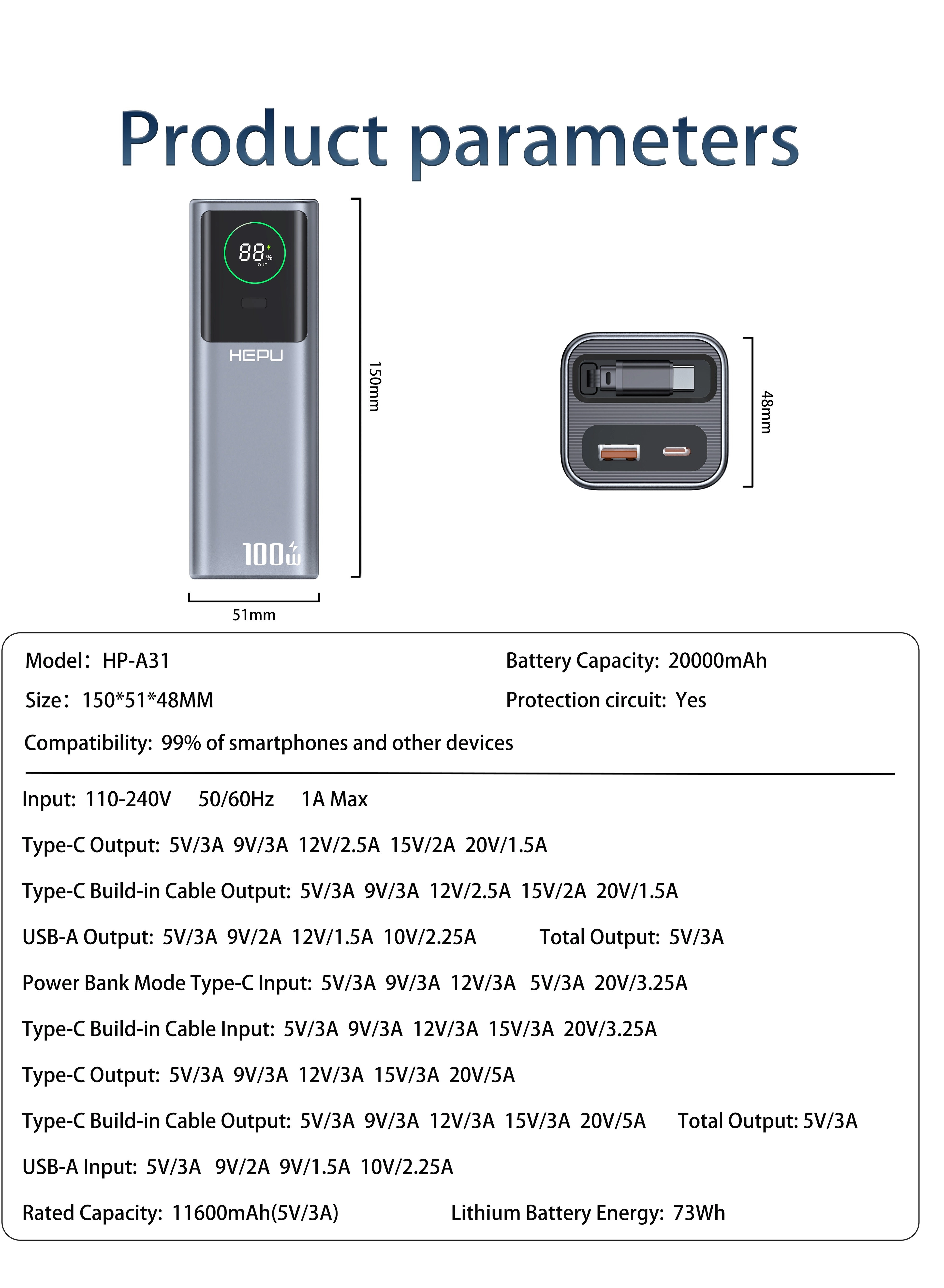 HP-A31 - 20000mAh 100W