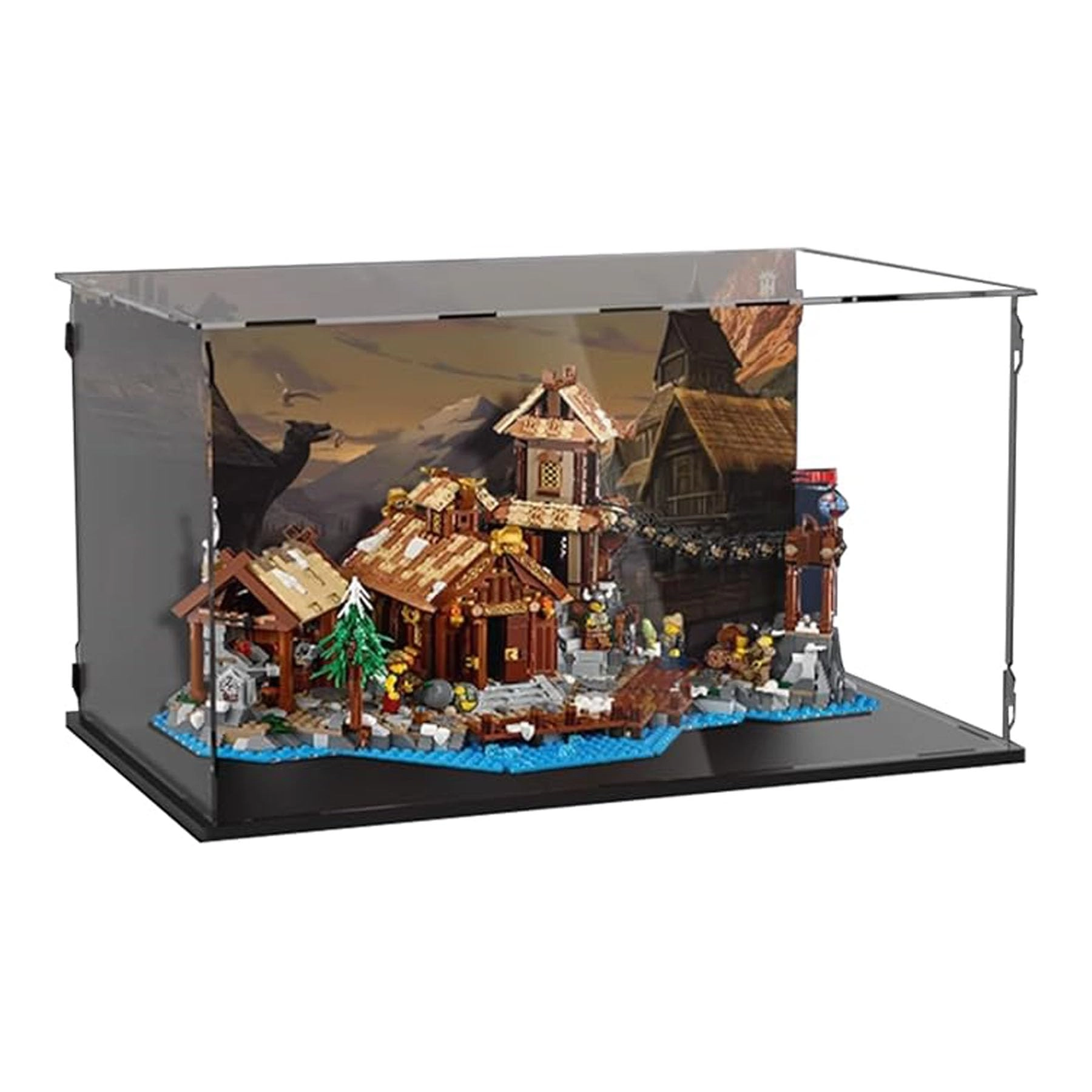 CHIFENMS Acrylic Display Box for LEGO Viking Village 21343