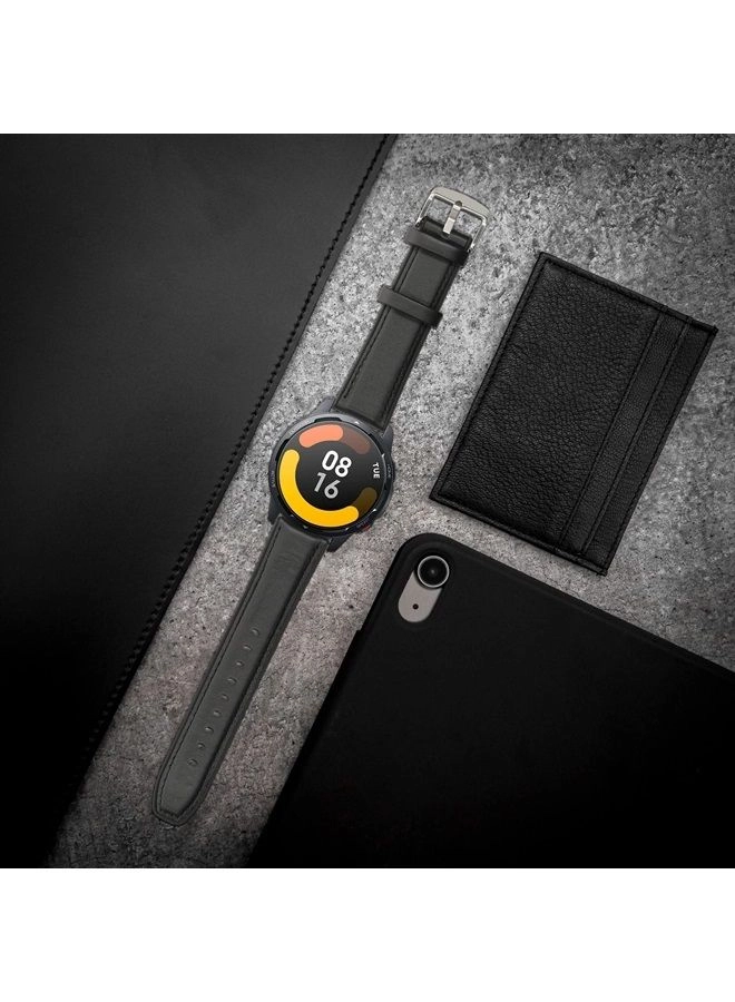 Watch S1 Active Strap - Black Leather-look Silicone