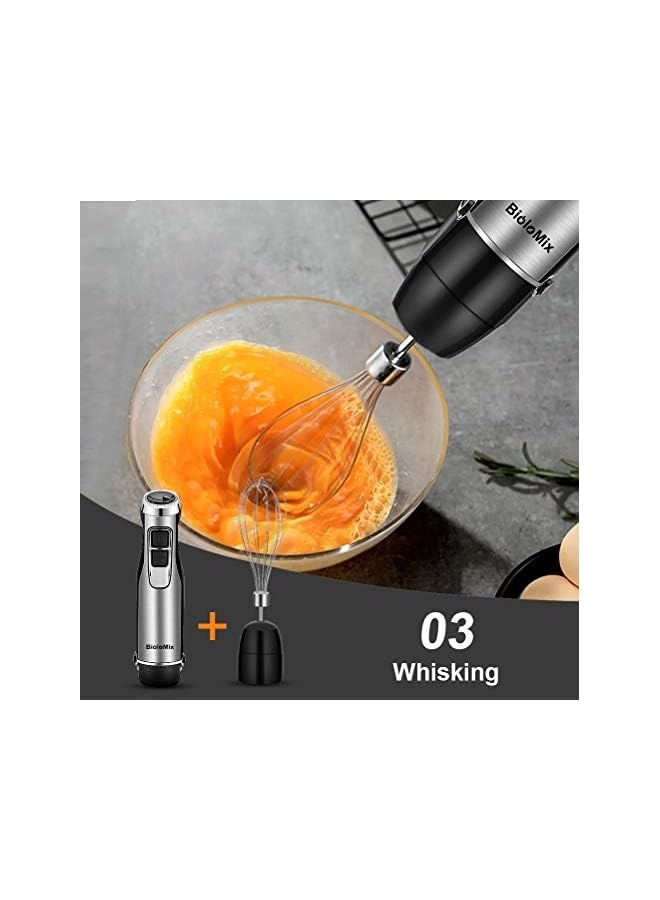 Immersion Hand Stick Blender Mixer - 4-in-1 includes chopper and smoothie cup stainless steel blades