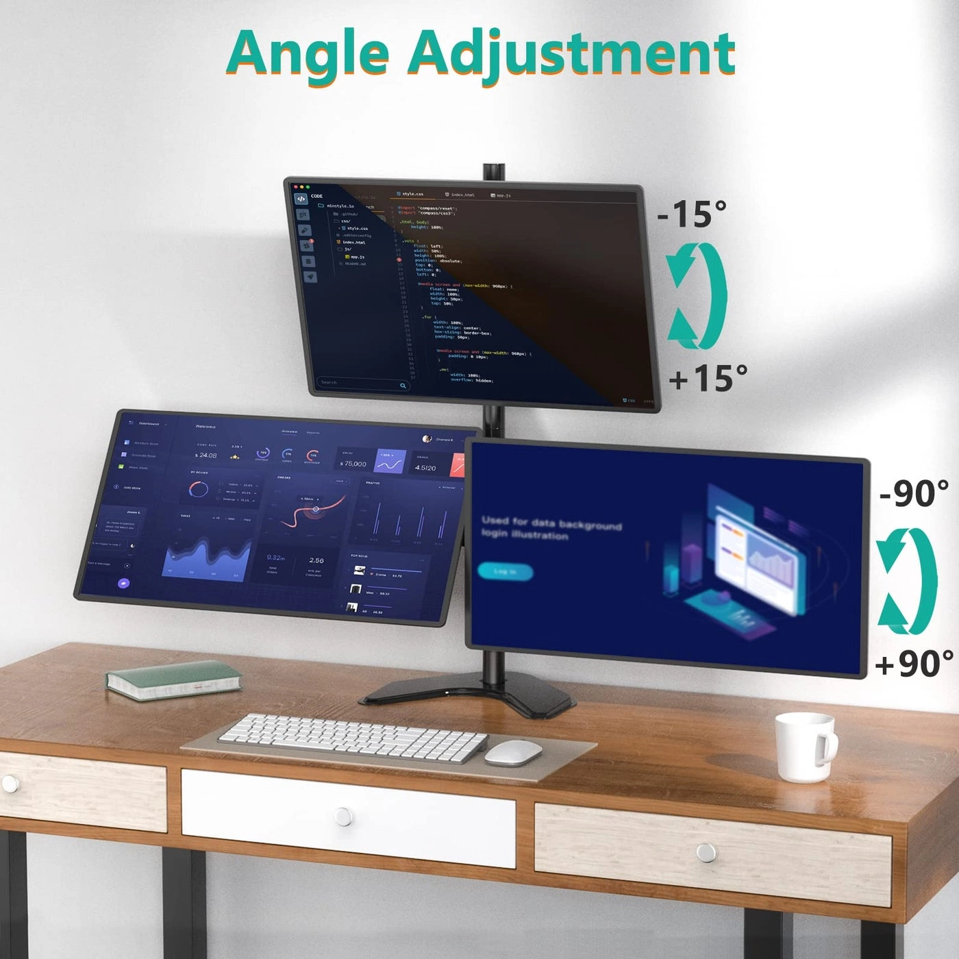 Triple LCD Monitor Desk Mount - 27 inch