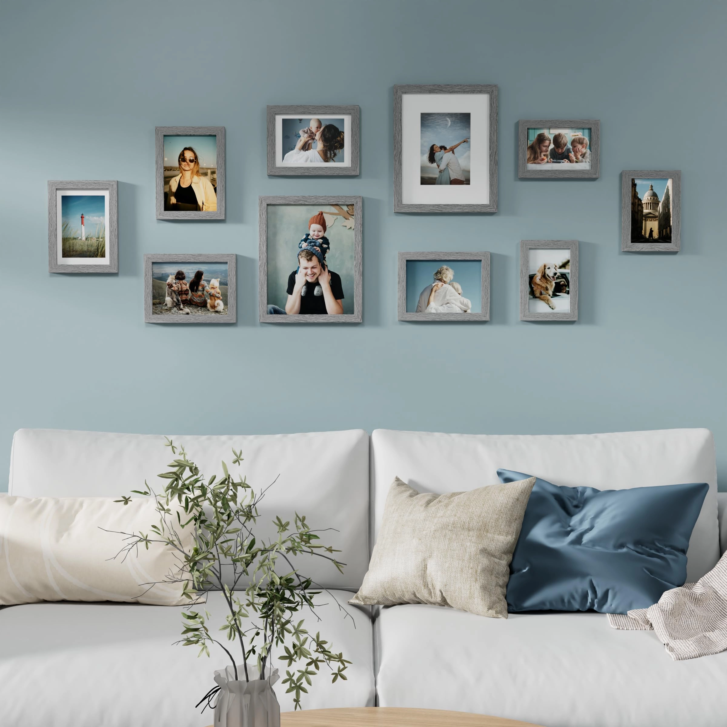 Picture Frames Set - 10 Pack Rustic Grey