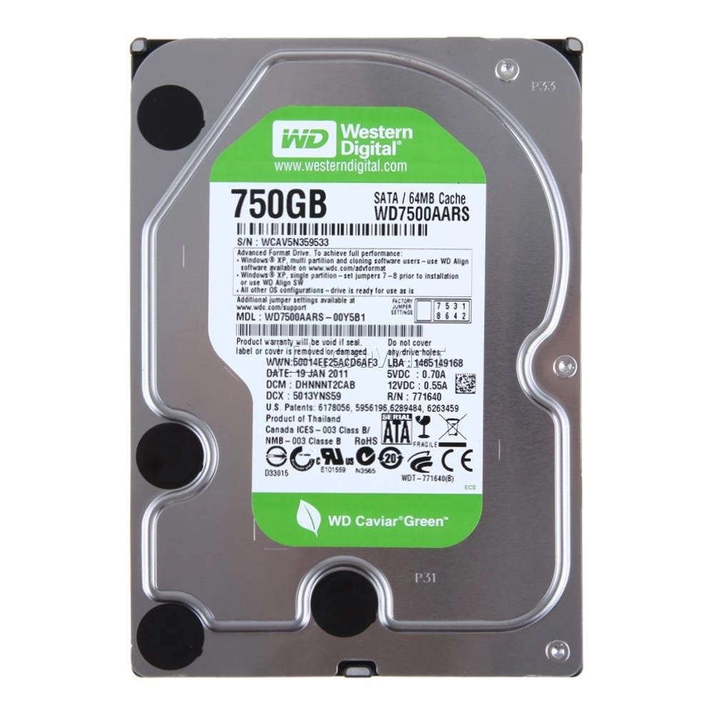 Western Digital Caviar Green 3.5" 5400rpm SATA 3Gb/s (WD7500AARS) - 750GB