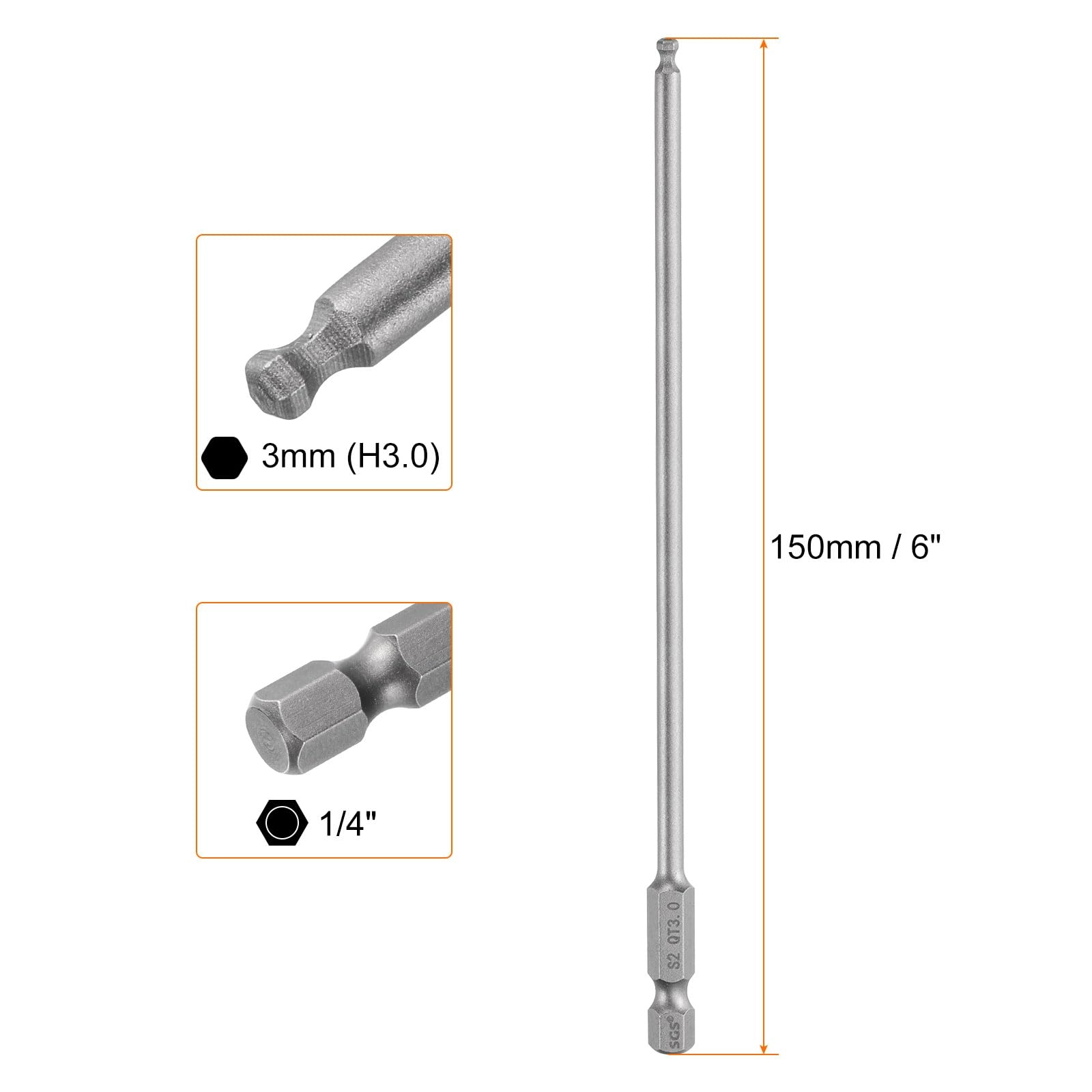 Ball End Hex Screwdriver Bit - 4 150mm