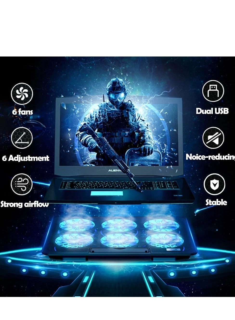 Laptop Cooling Pad - Black LED