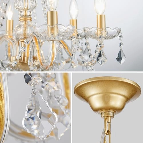 K9 Crystal Chandelier - 6-Lights 27"H 22"W Gold