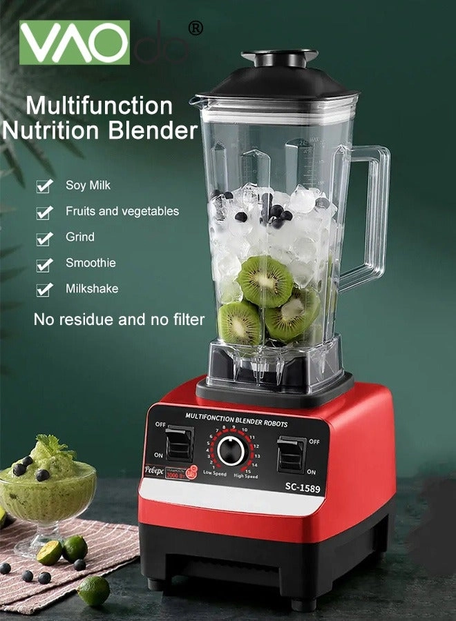 Professional High Speed Countertop Blender - Stainless Steel Blades Dishwasher Safe
