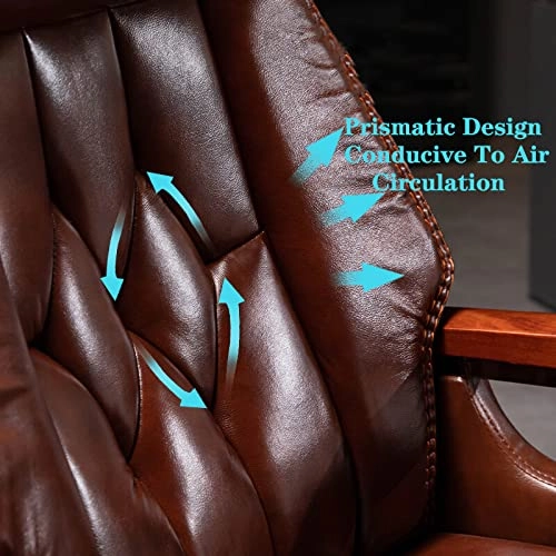 Desk Chair - PU Leather Brown High Back