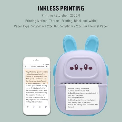 Mini Bluetooth Thermal Inkless Compact Printer
