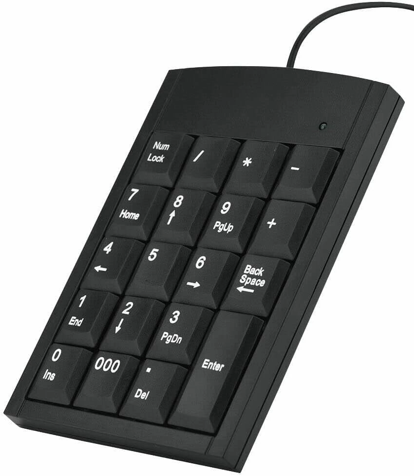 USB Numeric Keypad - 10 Key Black Portable