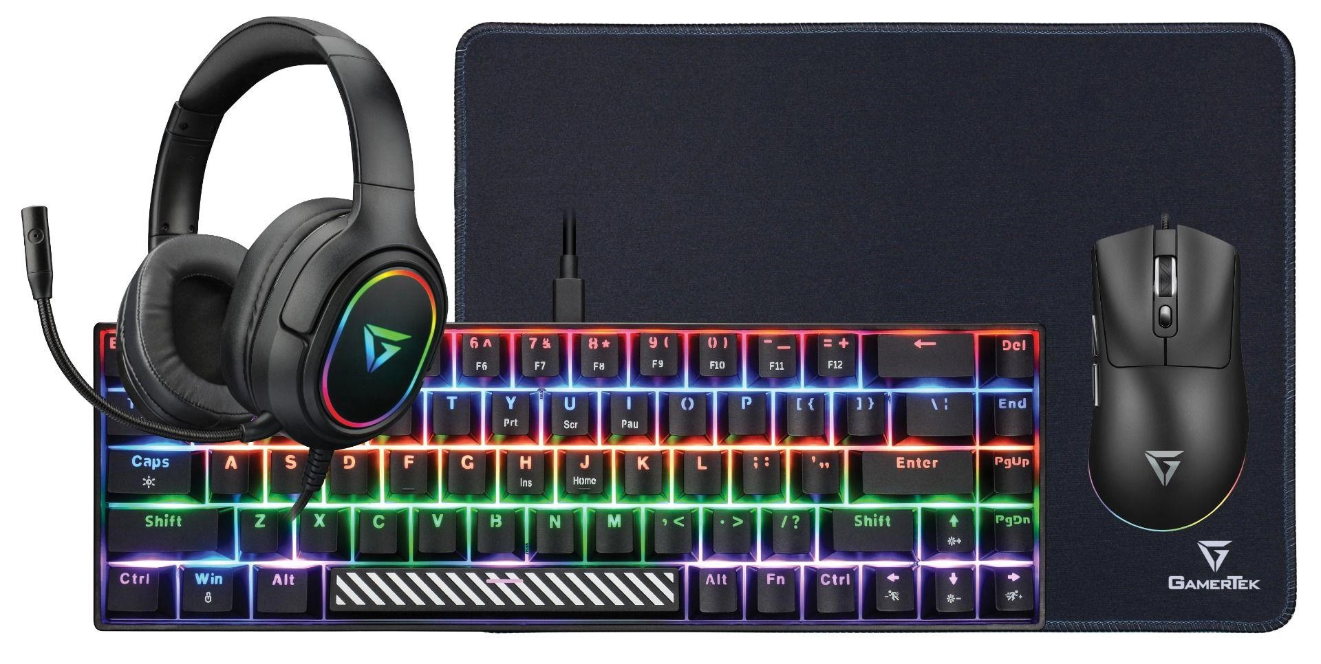 Keyboard - 68 Keys + Mouse - 65g 12800 DPI + Headset - 50mm + Mousepad - 360x260mm - PC