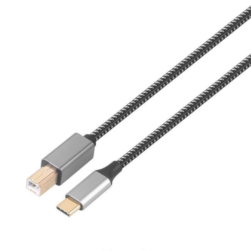 Trands Type-C Braided Printer Cable USB-C to USB-B 1.8m