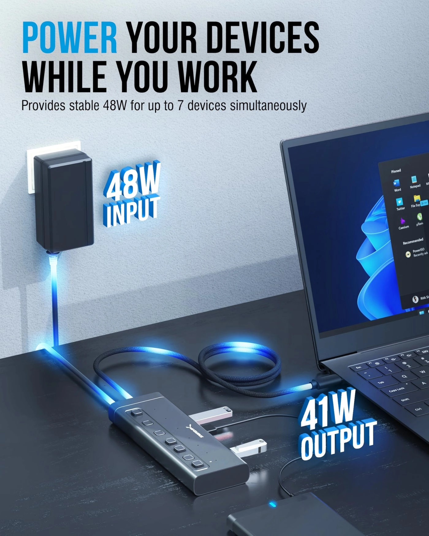 7-Port USB-C Hub - for Mac, PC, Steam Deck, ROG Ally