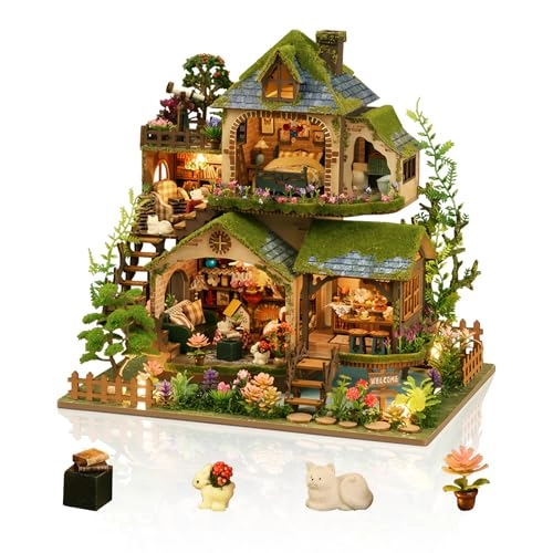 Miniature House Kit - with Light DIY Wood Plastic