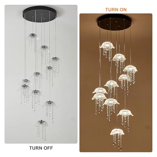 Modern LED Dimmable Crystal Chandeliers - 3000K to 6500K