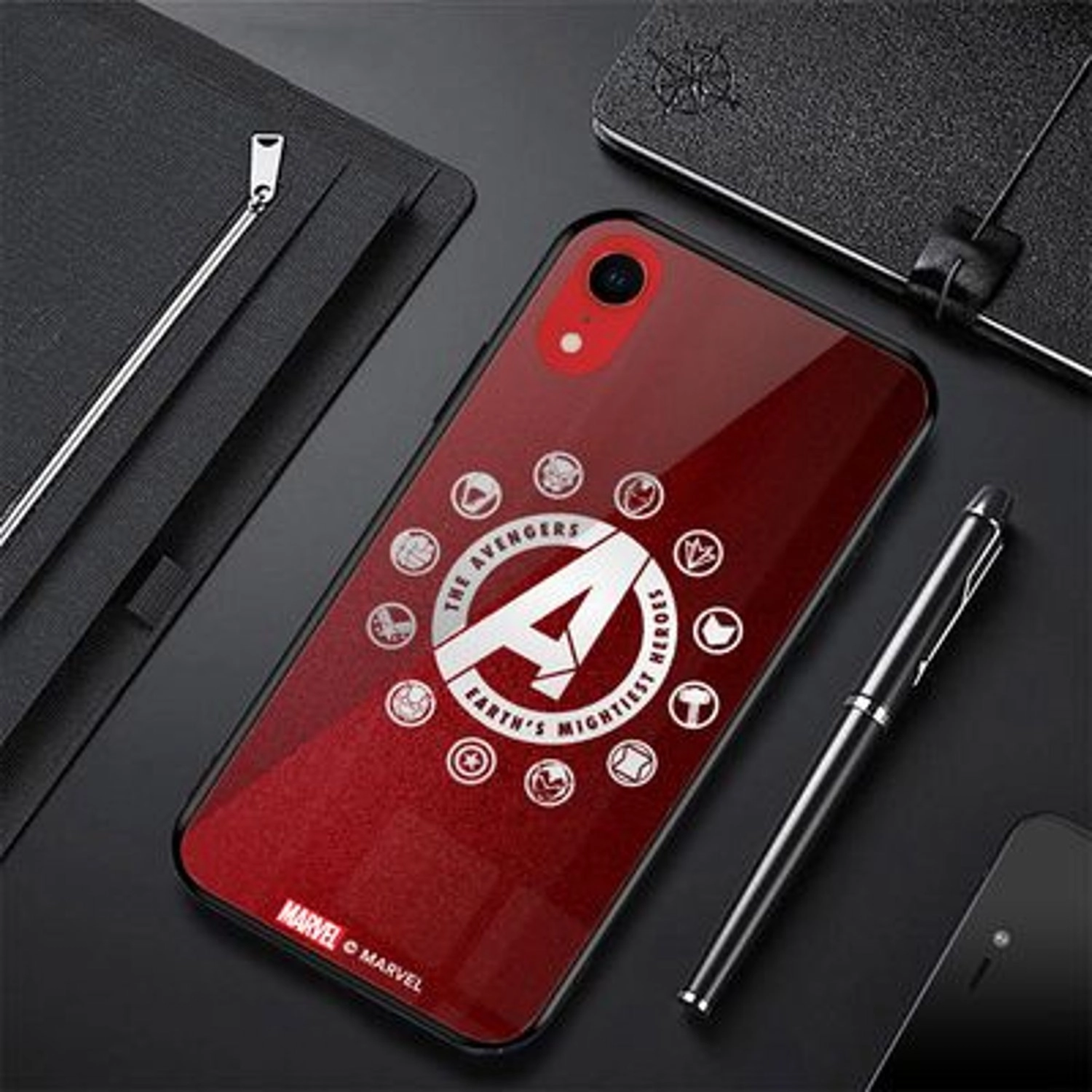 Avengers Character Logos Back Case for iPhone XR