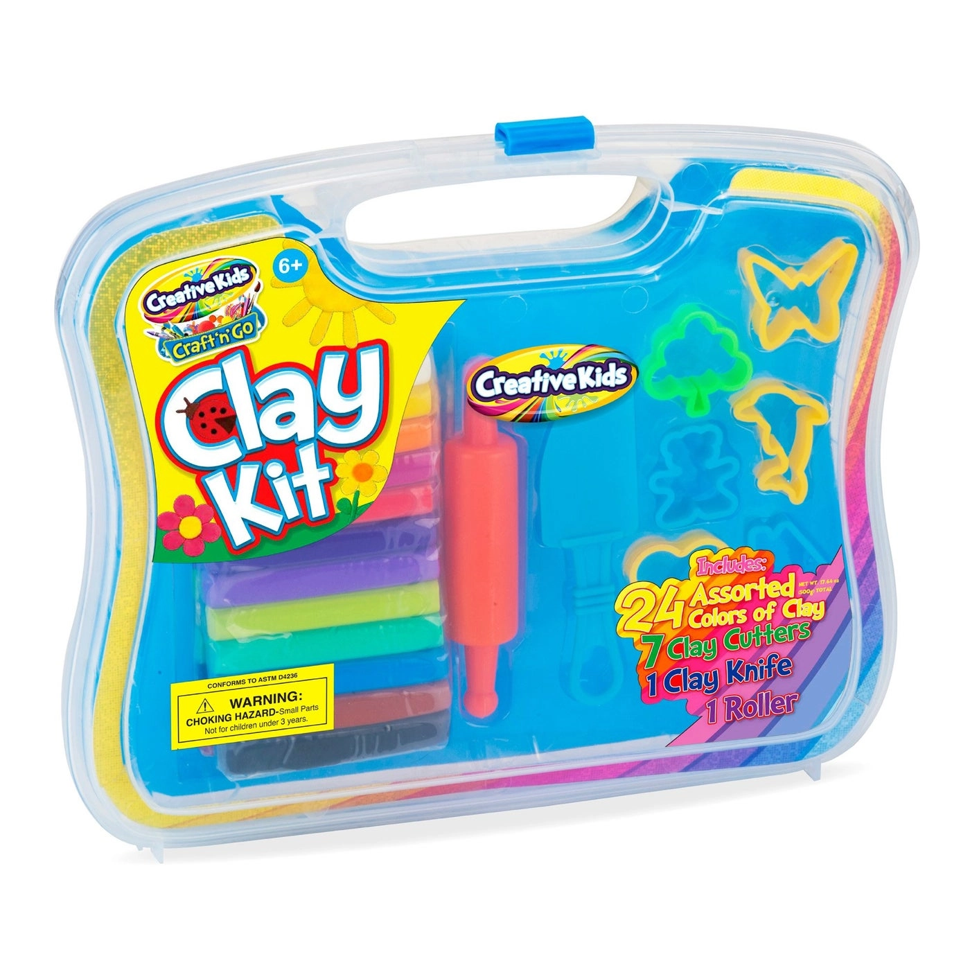 Creative Kids Modeling Clay Set - 9-piece tool kit Transparent travel storage 24pcs.