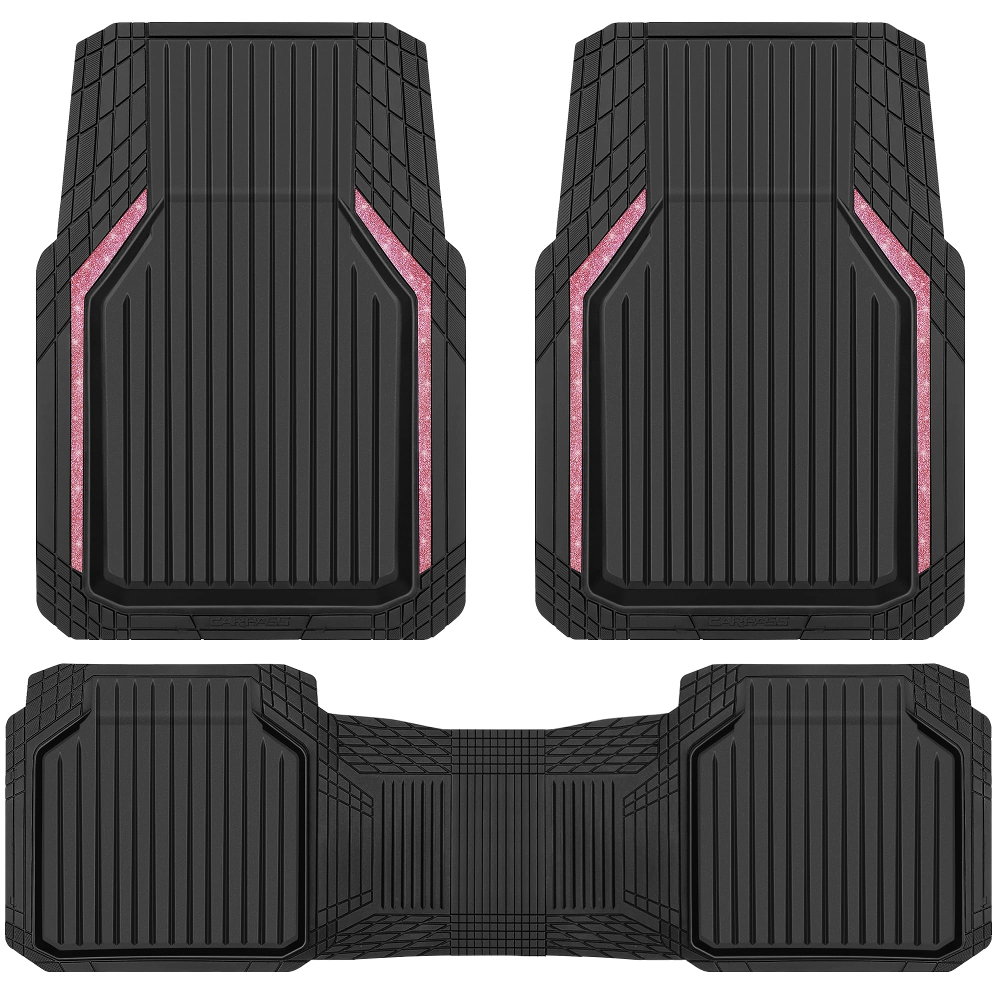LJ Rubber Floor Mats - Pink Universal Fit 3.0 Count