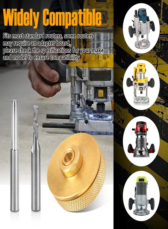 Inlay Router Bit Bushing Set + Carbide Spiral Bit + Shank + Universal Quick Change Bushing + Retainer Nut + Collar + Alignment Pin
