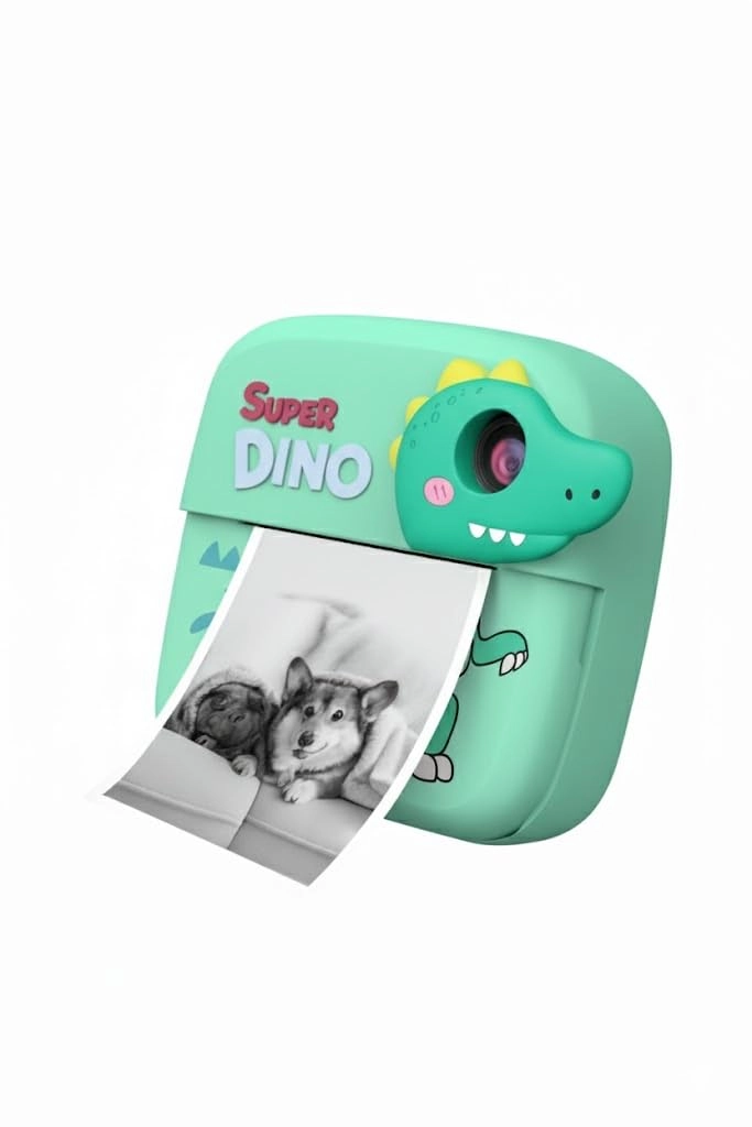 Dinosaur Theme Instant Print Kids Camera - Zero-Ink Thermal Green