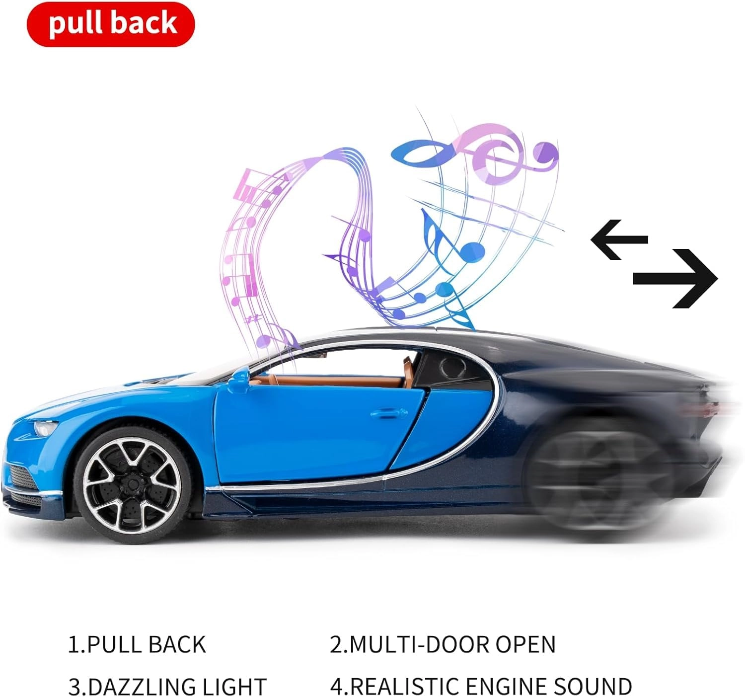 BUGATTI CHIRON - Metal Pull Back Blue