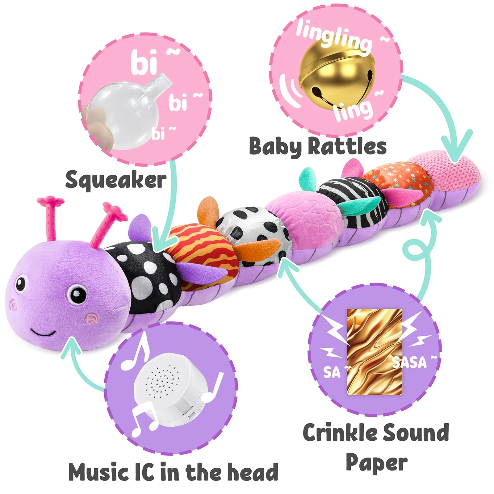 Musical Caterpillar - 6-12 Months Plush, Cotton Animal 1.0 Count