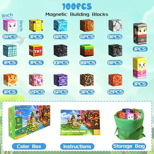 Magnetic Building Blocks - 100 pcs