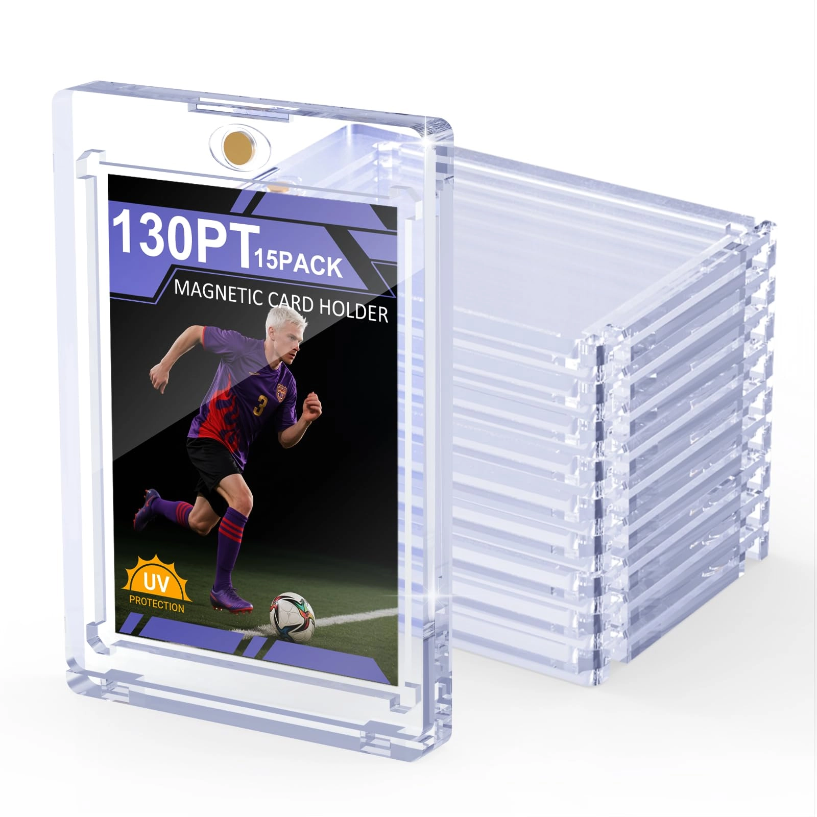 SAMYUCHO 130PT Magnetic Card Holder - Magnetic Closure Clear