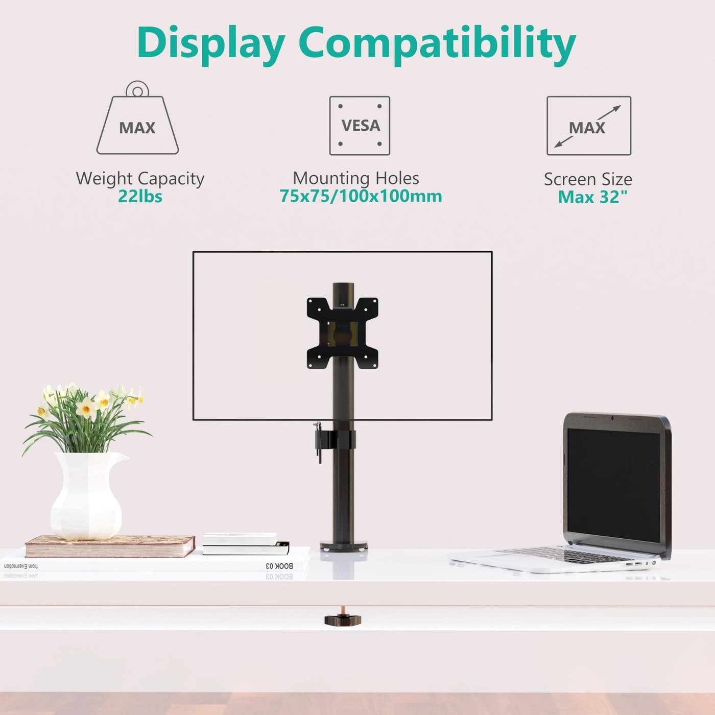 Single Monitor Mount - 17-34 inch 75 and 100mm