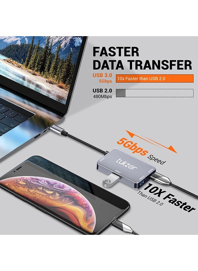 (Renewed) 4-in-1 USB 3.0 Hub - Type C 5Gbps