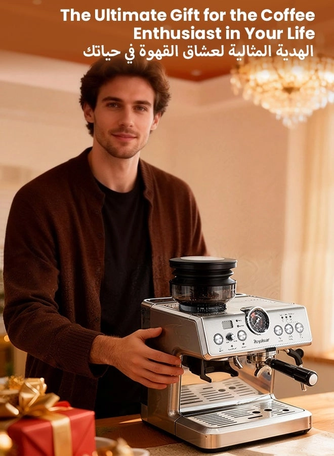 20-Bar Semi-Automatic Coffee Machine - Grinder Milk Frother