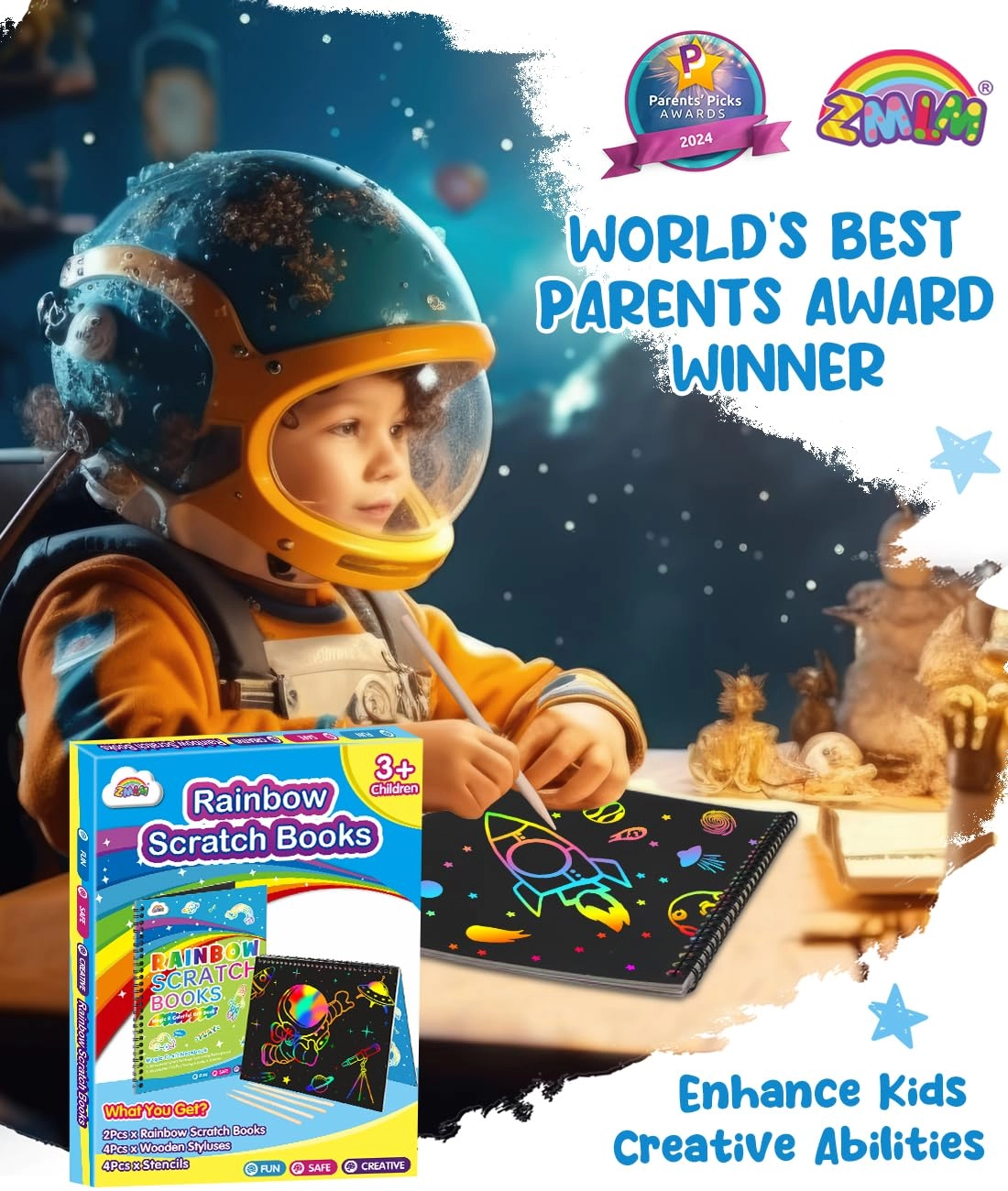 Rainbow Scratch Notebook Animal - 3+ years 2 pcs