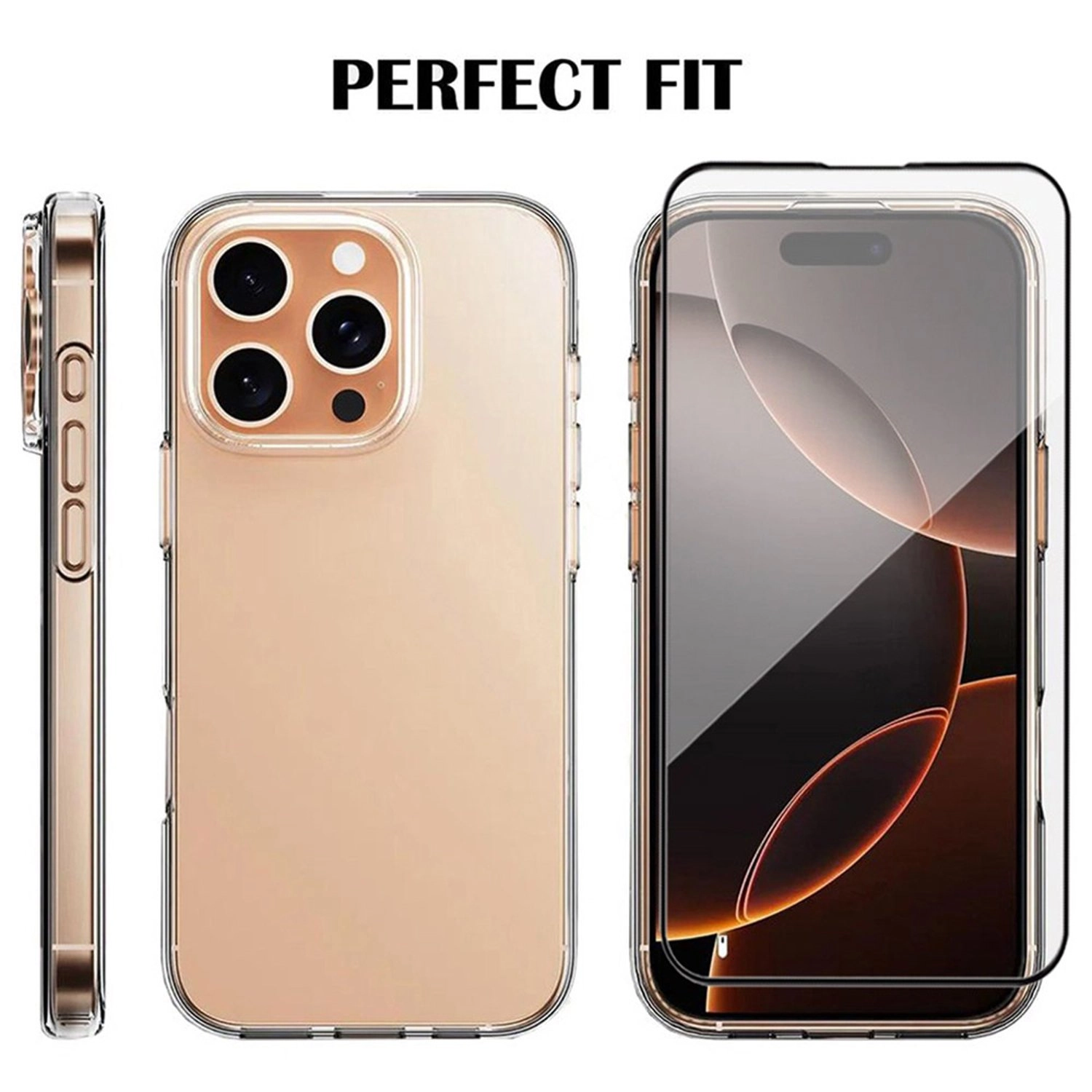 Case with Screen Protector Clear for iPhone 16 Pro Max