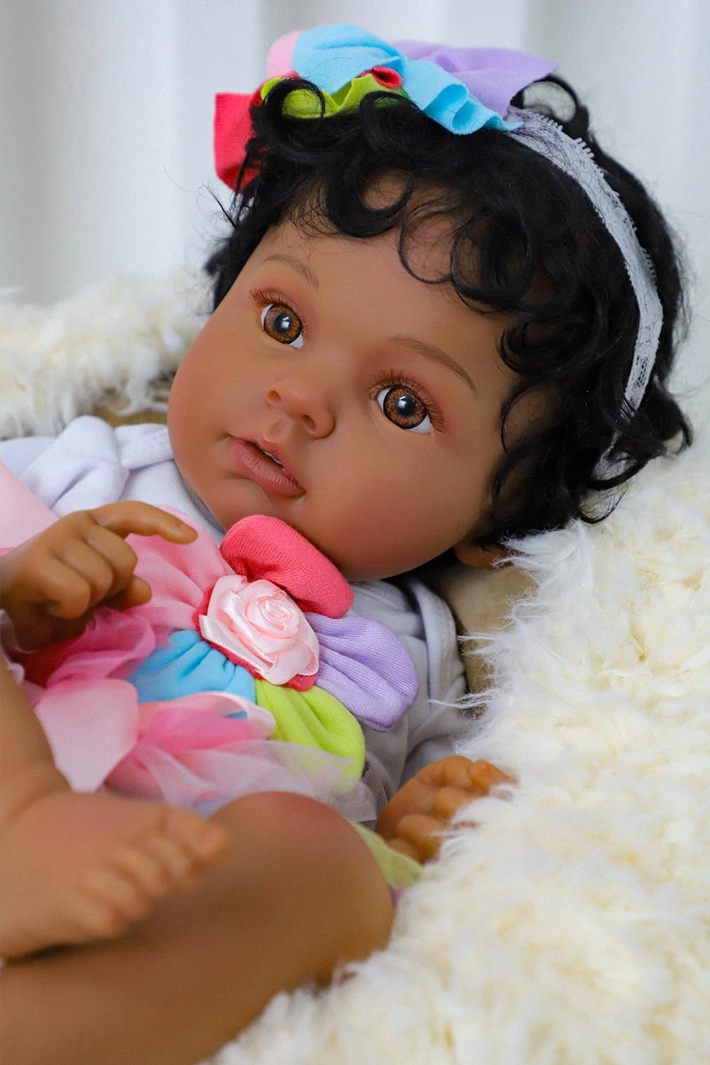 Anna Reborn Baby Doll - 20 inches Vinyl Black girl Ages 3+