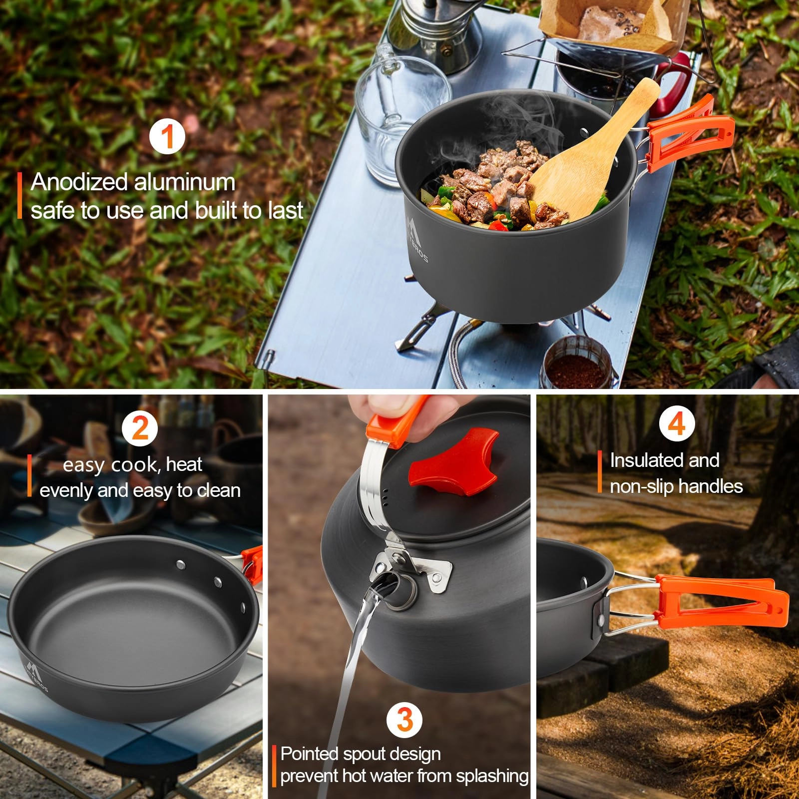 Camping Cookware Kit - 17pcs 1.70L 1.15L