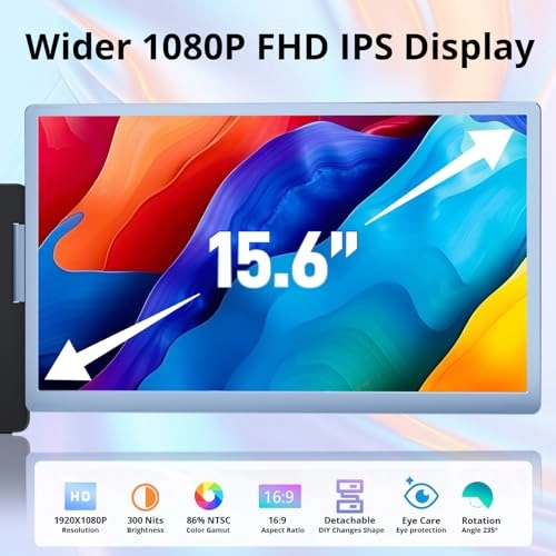 Laptop Screen Monitor Extender - S6 Blue 15.6 Inches 1920x1080