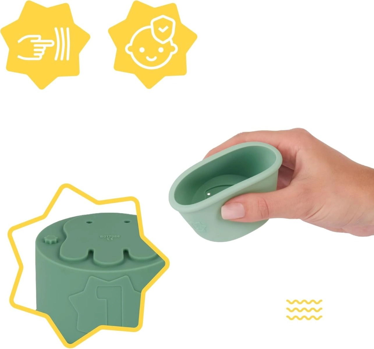 7 Stackable Silicone Bath Cups - Multi Colour 0 +