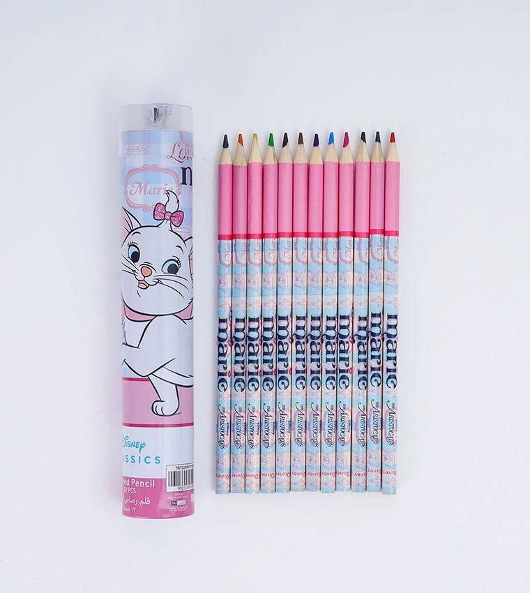 Disney Marie Lovely Marrie Tin Tube Coloring Pencils - 12 pcs