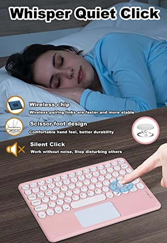 Wireless Bluetooth Keyboard with Touchpad - Pink Rechargeable