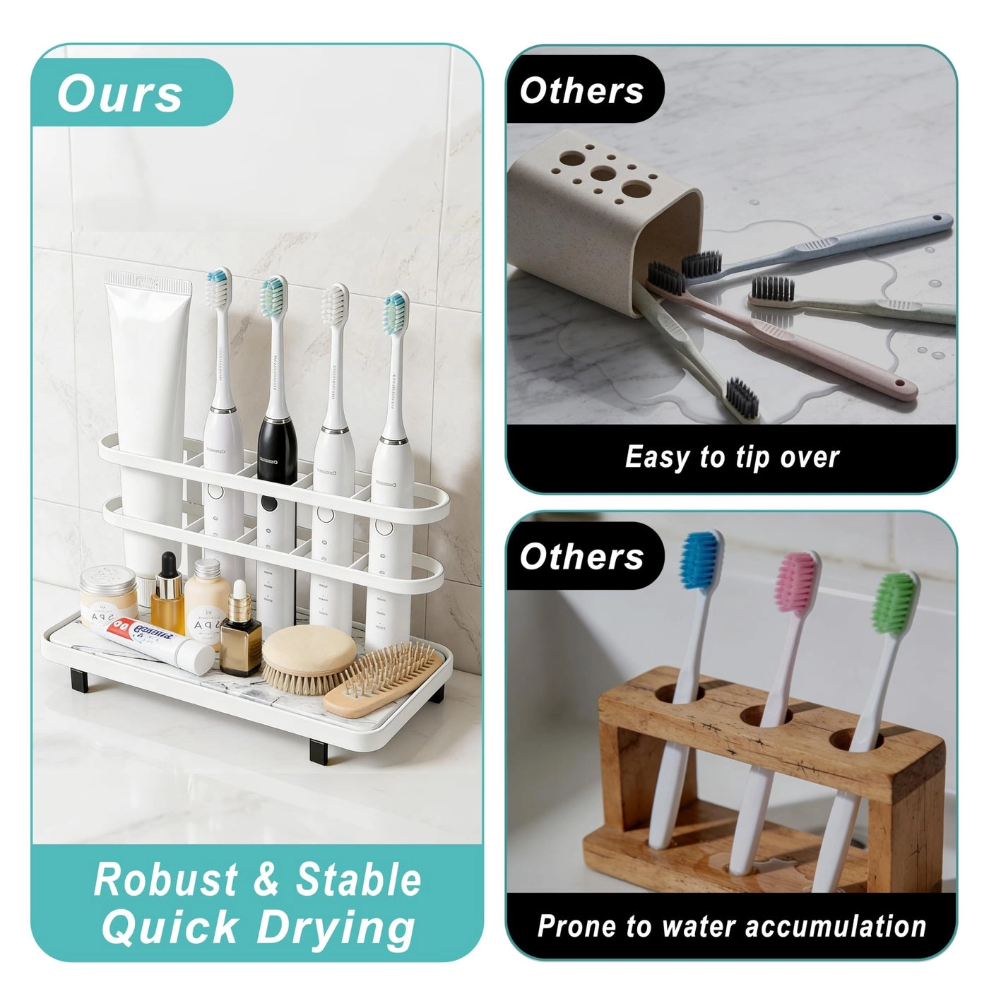 Electric Toothbrush Holders - Bathrooms 5 Slots