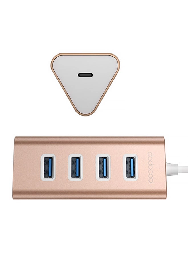 USB Hub - 4-Port Rose Gold/White