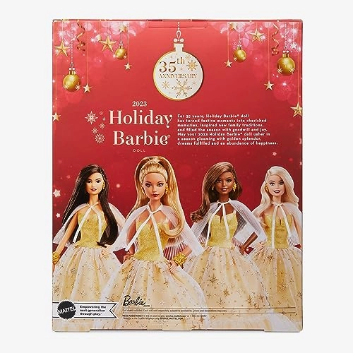 Barbie Holiday - 35th Anniversary Gold Gown Honey Brown Hair Ages 6+