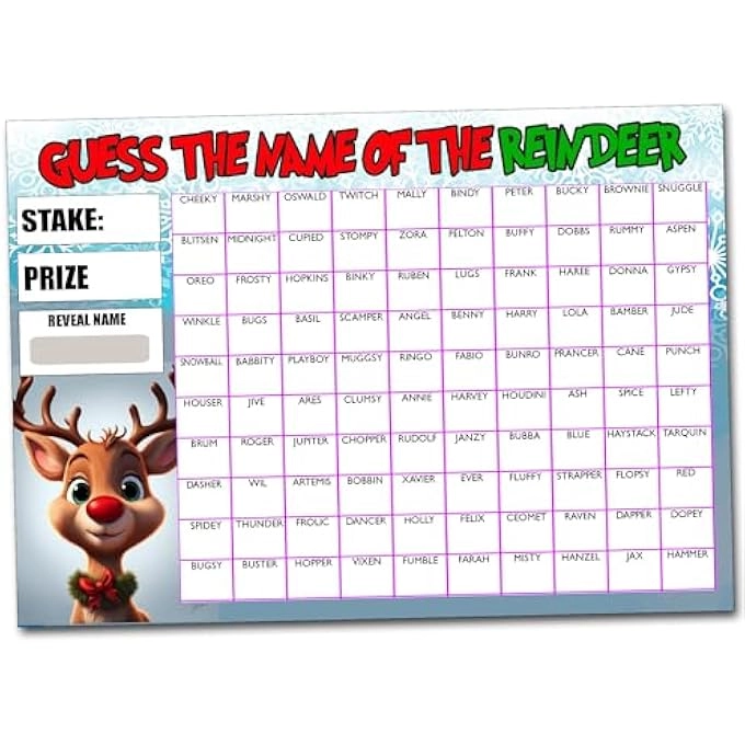 Perfect Message Christmas Reindeer Name Game - English Adult 100