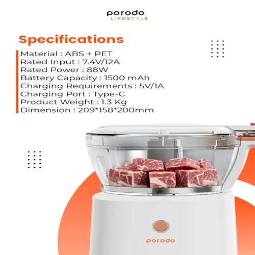 Portable Electric Meat Chopper - 1L 1500mAh Battery